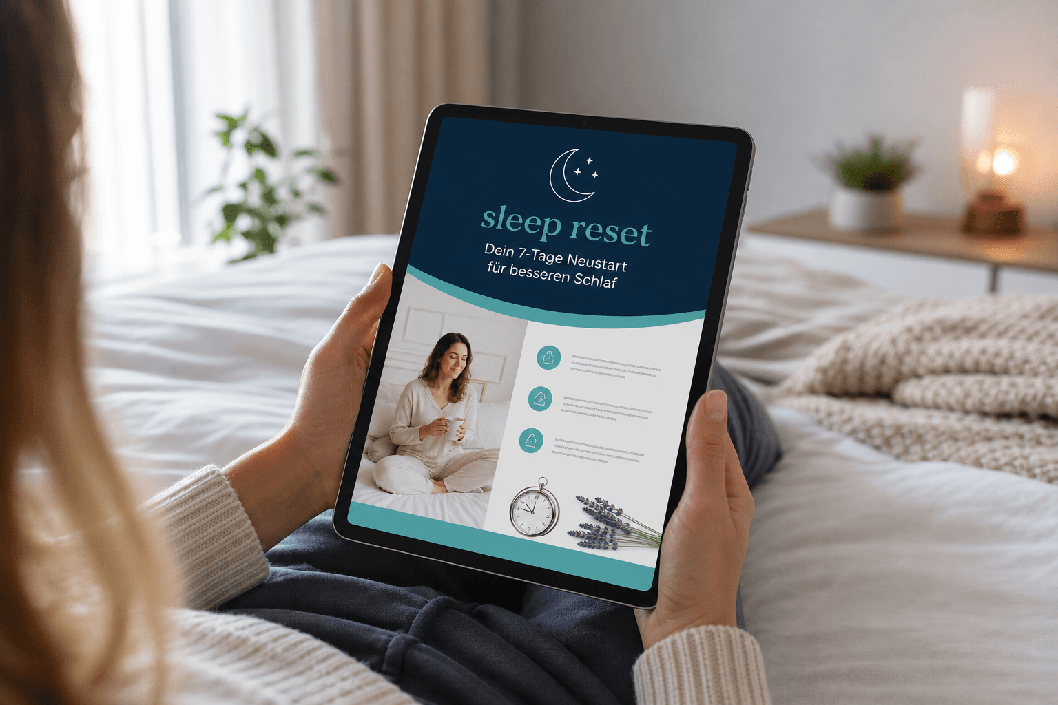 Sleep reset guide on tablet